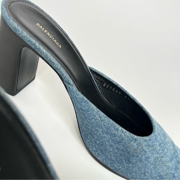 Balenciaga Blue Denim Mules Almond Toe size 37.5 - Picture 5 of 9